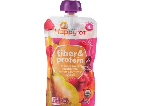 Happy Tot Fiber & Protein Pears, Raspberries, Carrots & Butternut Squash Stage 4 113g Sale