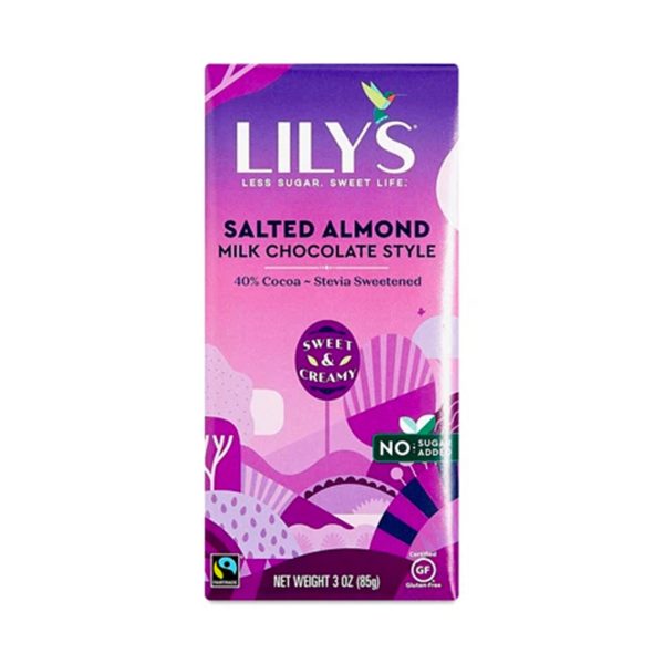 Lily s Sweets Salted Almond Milk Chocolate Bar 40% Cocoa 85g on Sale