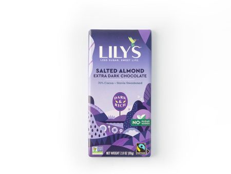 Lily s Salted Almond Extra Dark Chocolate Bar 70% Cocoa 80g Fashion