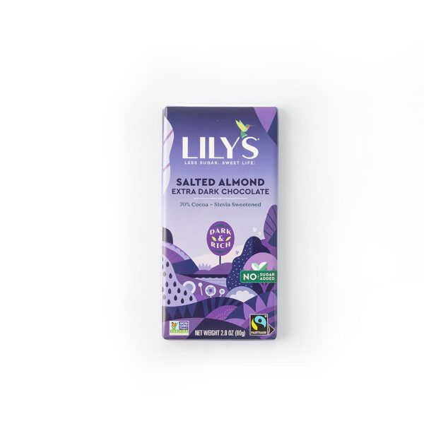 Lily s Salted Almond Extra Dark Chocolate Bar 70% Cocoa 80g Fashion