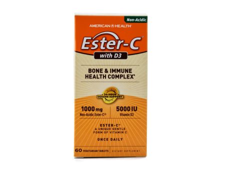 American Health Ester C® 1,000mg with Vitamin D3 60 Vegetarian Tablets Supply