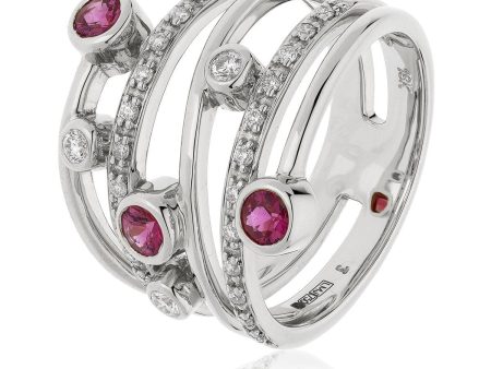 18ct White Gold Ruby and Diamond Cocktail Ring Online Sale